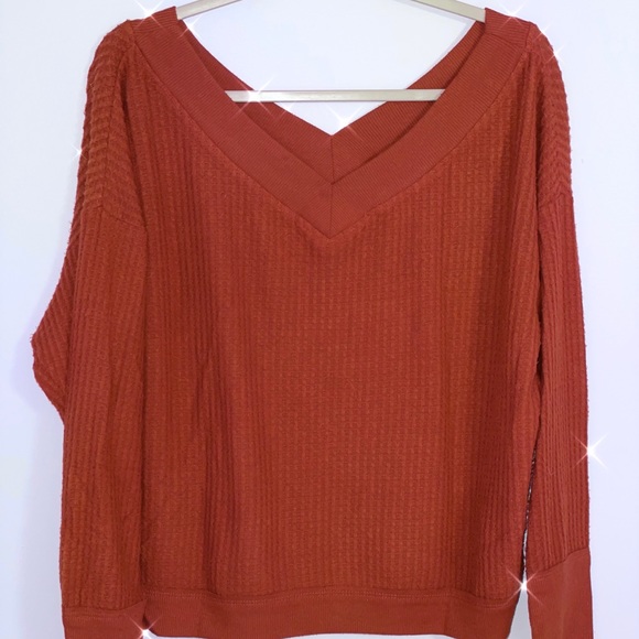 Off-the-Shoulder V Neck Sweater Top - Picture 1 of 3